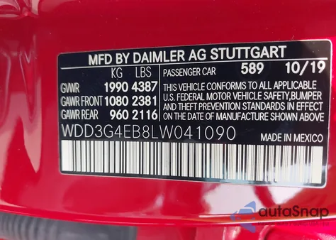 2020 Mercedes-Benz A 220 z USA, uszkodzony, nr VIN WDD3G4EB8LW041090